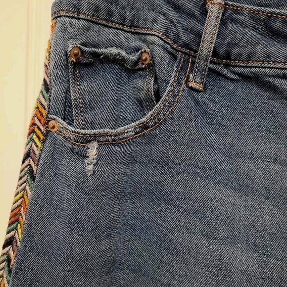 Knox Rose Ankle Jeans Womens 12 Blue Stretch Denim Mid Rise Chevron Side Stripe - Picture 4 of 14